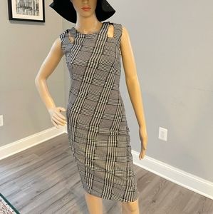 Carmen Marc Valvo Houndstooth midi dress